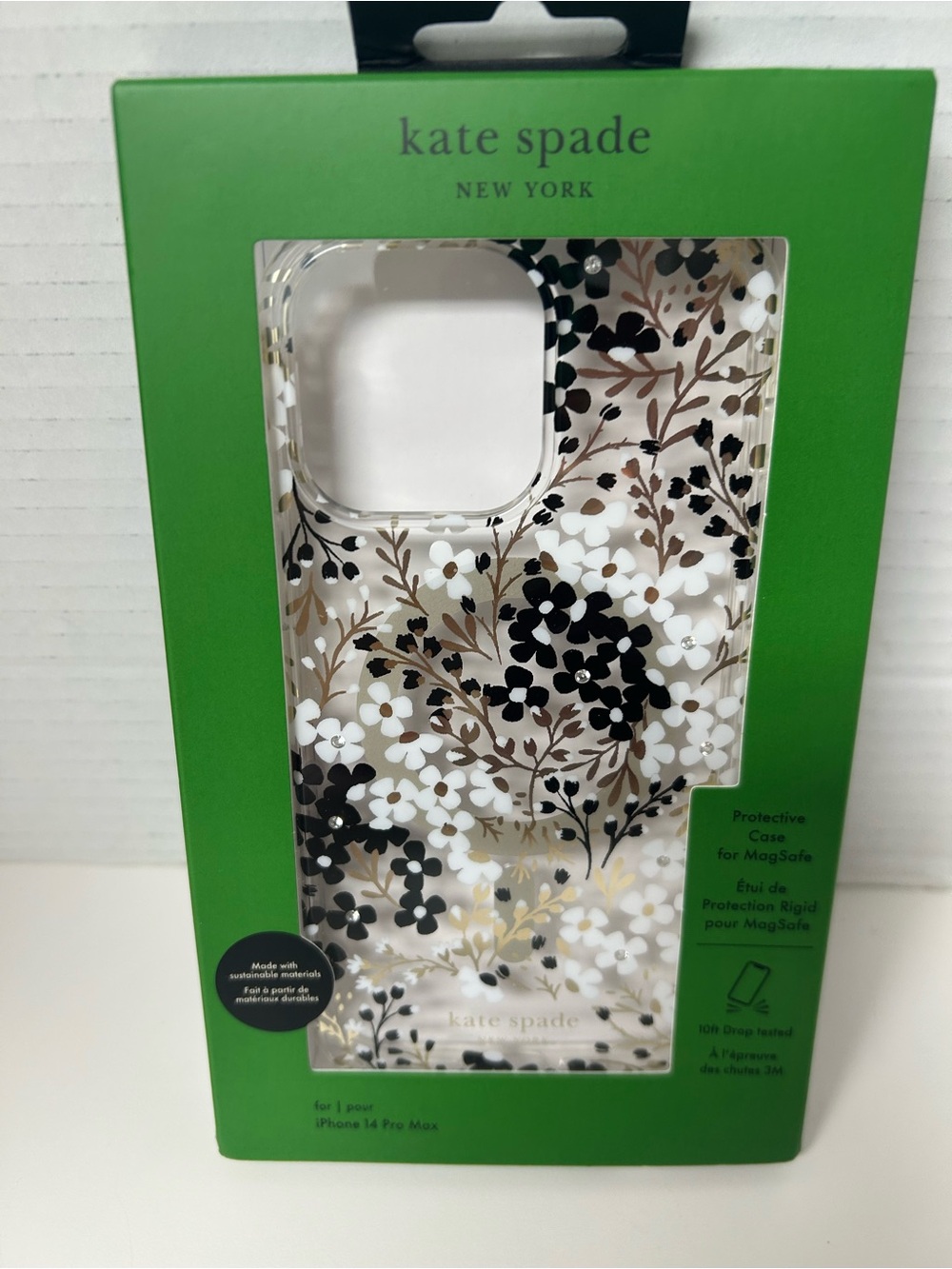kate spade Clear Floral iPhone Case in Black, White & Brown